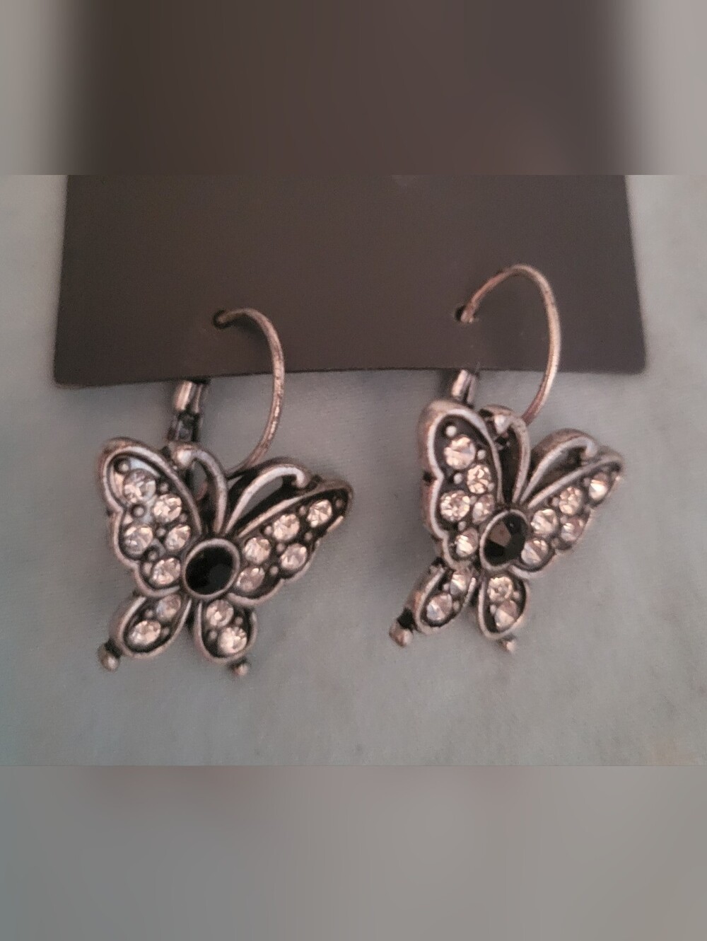 Silver Butterfly Earings With Fake Diamonds From Old Navy New